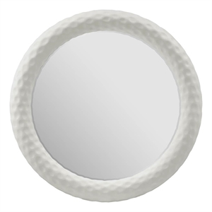 Pemberly Row Coastal Shell Detail Rattan Mirror in Coral Shoreline White