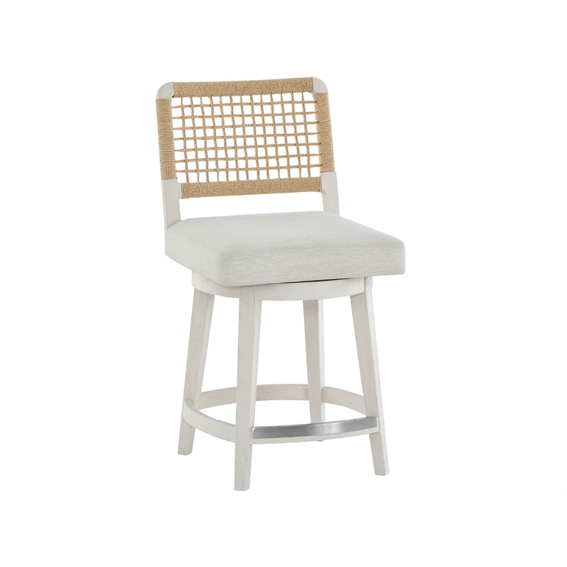 Pemberly Row Coastal Swivel Counter Stool in Shoreline White