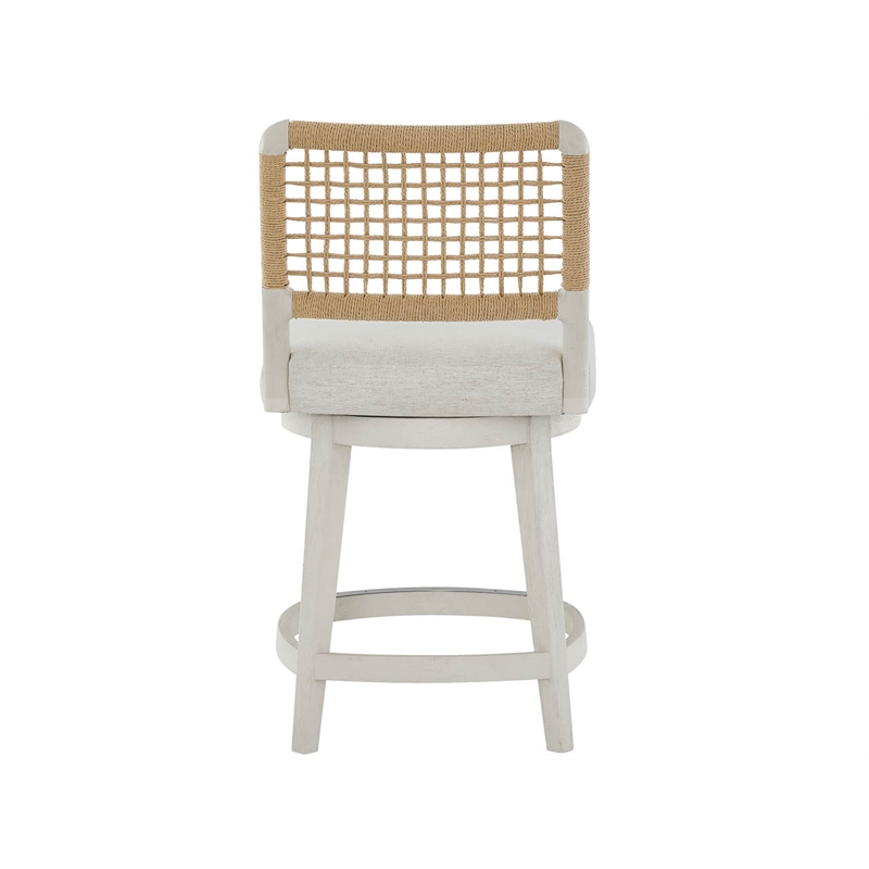 Pemberly Row Coastal Swivel Counter Stool in Shoreline White