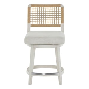 Pemberly Row Coastal Swivel Counter Stool in Shoreline White