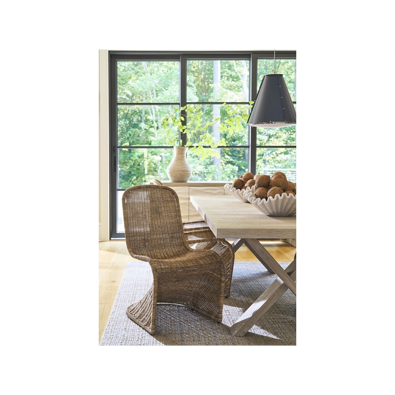Pemberly Row Upholstered Dining Chair with Cane Back in Barley Brown