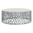 Pemberly Row Coral Sculpted Metal Cocktail Table in Pewter Gray