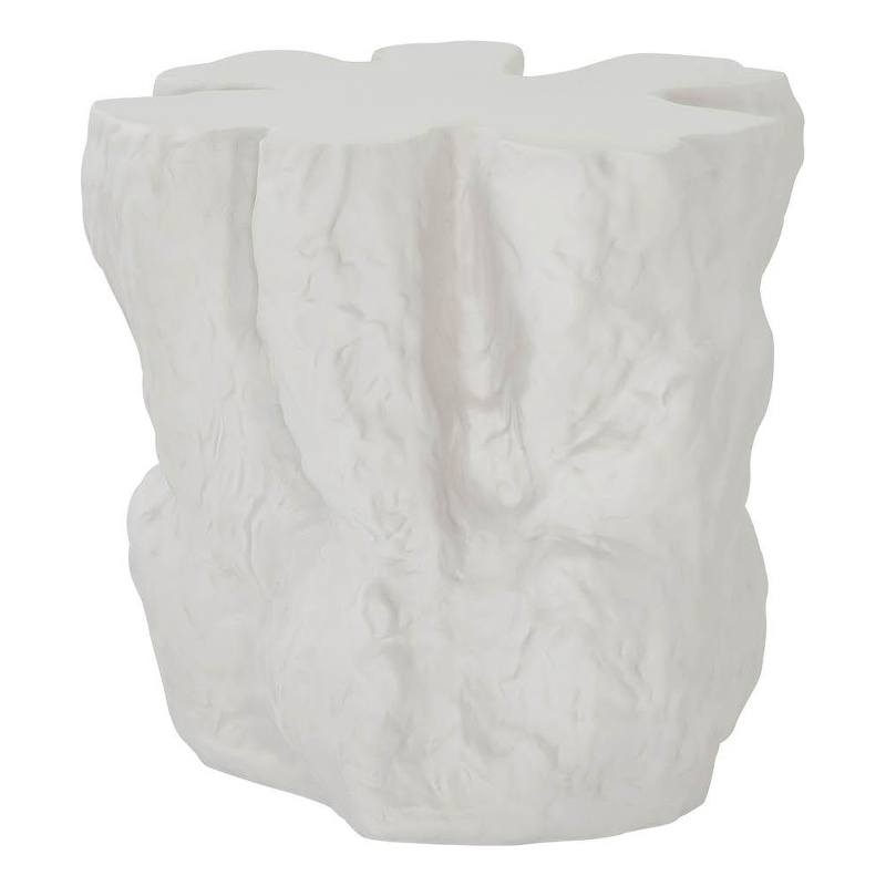 Pemberly Row Cliffside Sculptural Concrete Accent Table in White