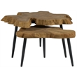 Pemberly Row Driftwood Nesting Tables with Lower Shelf in Natural Teak