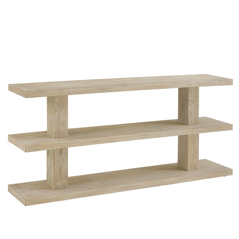 Pemberly Row Coastal Oak Console Table with Drawer in Dockside Tan