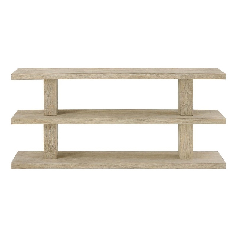 Pemberly Row Coastal Oak Console Table with Drawer in Dockside Tan