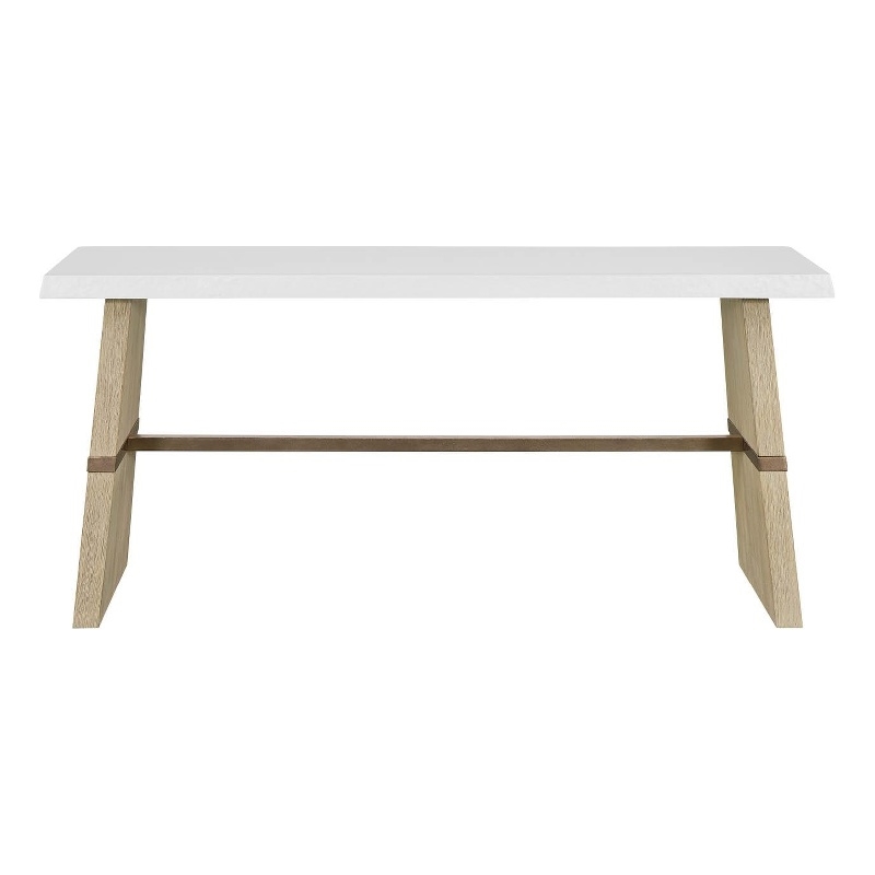 Pemberly Row Coastal Pine Console Table with Shelf in Dockside Tan
