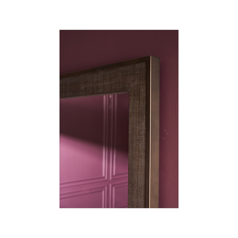 Pemberly Row Beveled Frame Decorative Accent Mirror in Rich Cocoa Oak