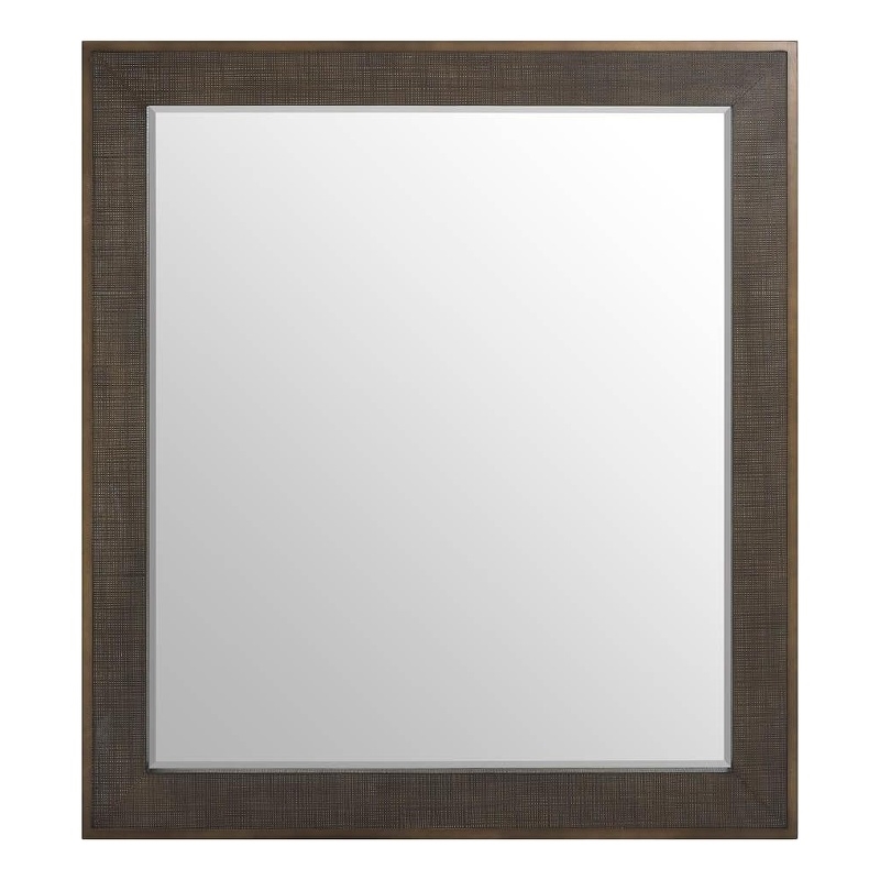 Pemberly Row Beveled Frame Decorative Accent Mirror in Rich Cocoa Oak