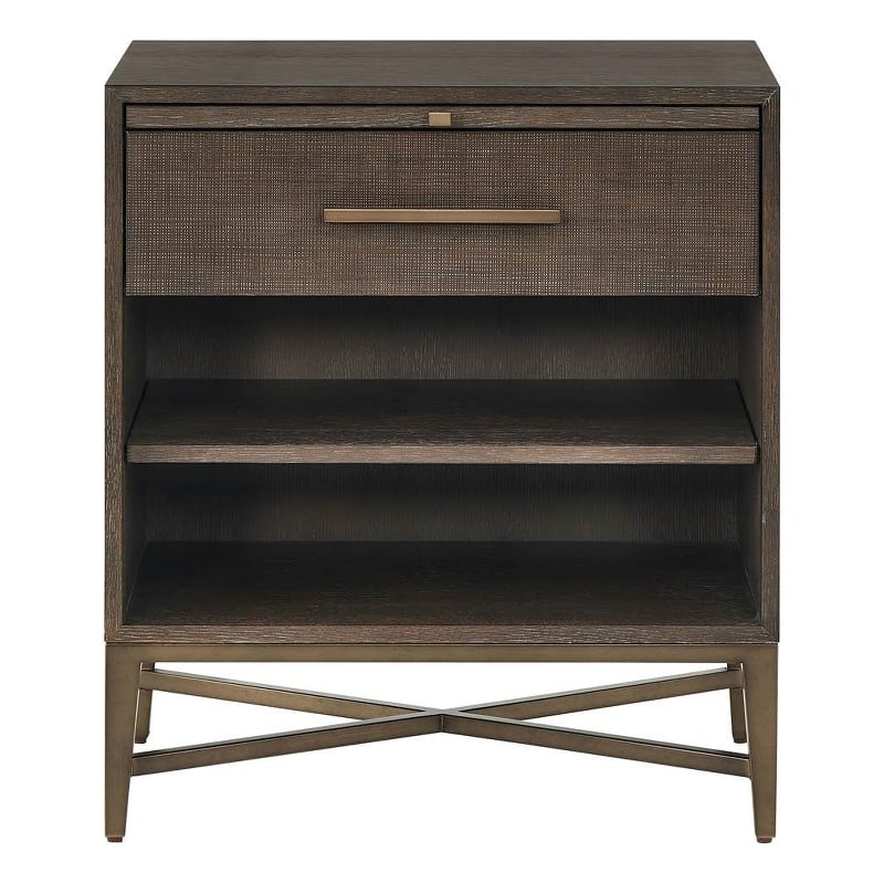 Pemberly Row Notched Design 2-Drawer Nightstand in Rich Cocoa