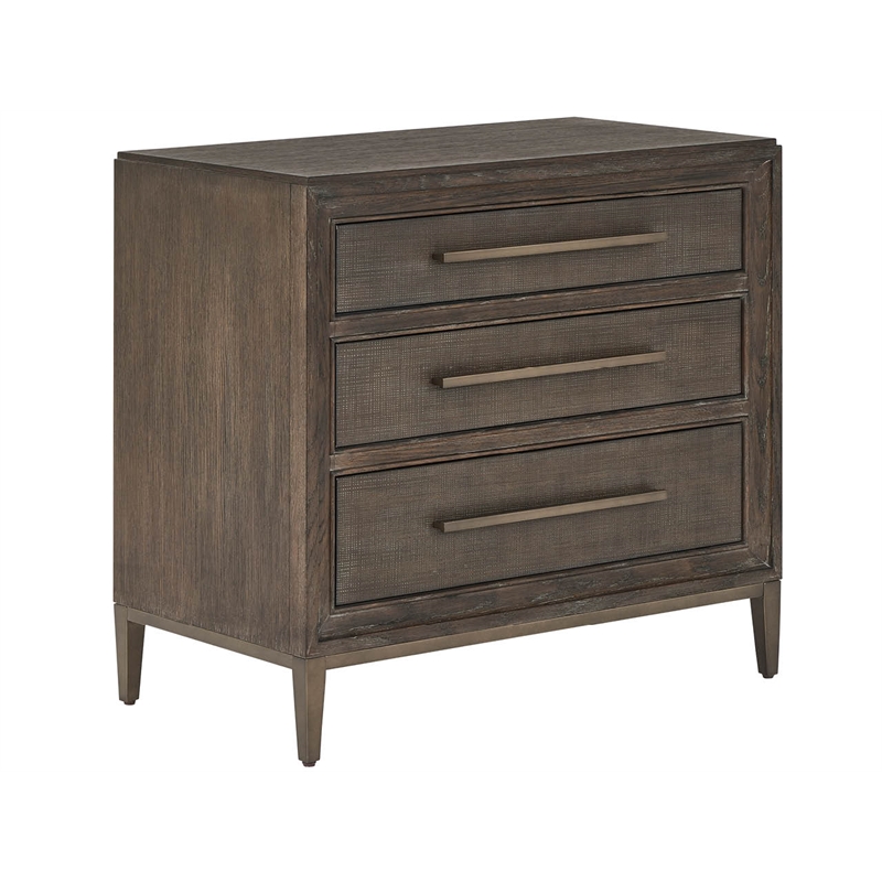 Pemberly Row Beaded Detail 2-Drawer Nightstand in Rich Cocoa