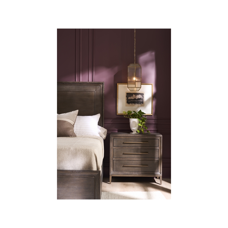 Pemberly Row Beaded Detail 2-Drawer Nightstand in Rich Cocoa