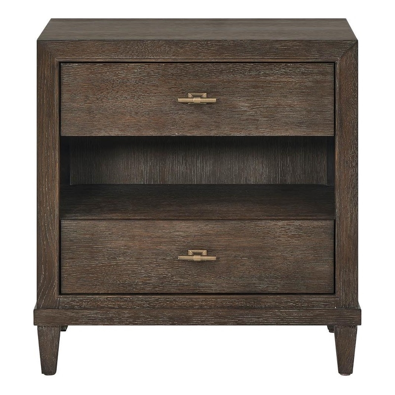 Pemberly Row Geometric Door 2-Drawer Nightstand in Rich Cocoa