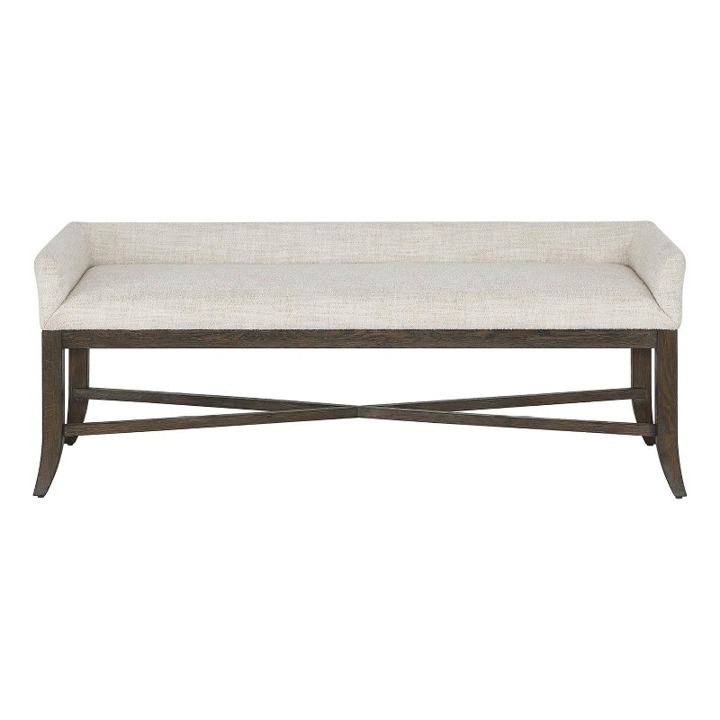 Pemberly Row Upholstered Velvet Bench with Oak Frame in Cocoa