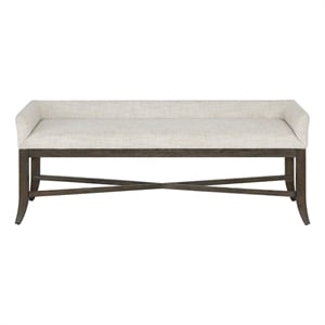 Pemberly Row Upholstered Velvet Bench with Oak Frame in Cocoa