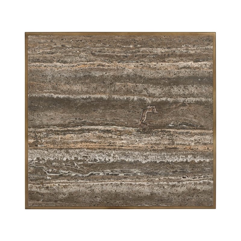 Pemberly Row Brindle End Table in Smoked Gold and Travertine