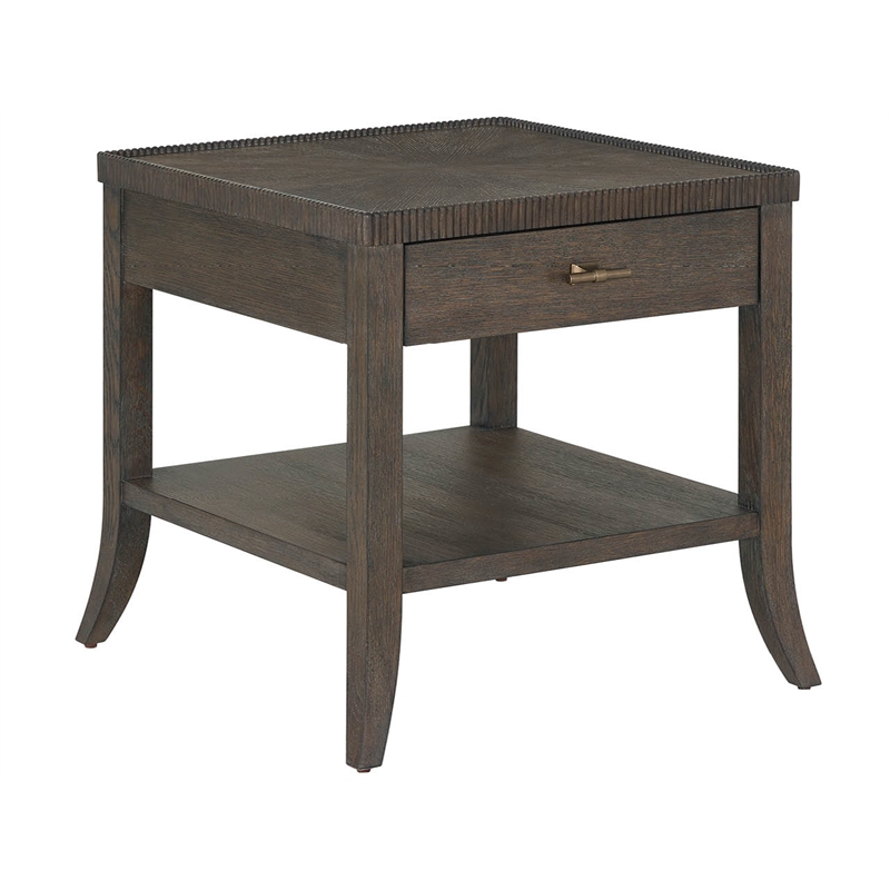 Pemberly Row Beaded Edge Curved Leg End Table in Rich Cocoa Oak