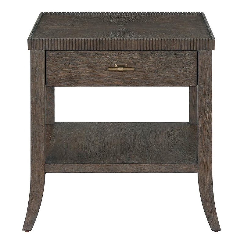 Pemberly Row Beaded Edge Curved Leg End Table in Rich Cocoa Oak
