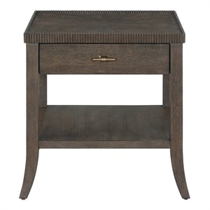 Pemberly Row Beaded Edge Curved Leg End Table in Rich Cocoa Oak