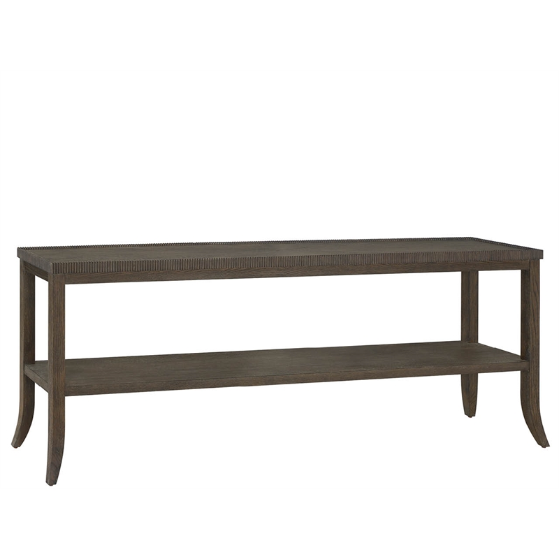 Pemberly Row Geometric Door Console with Smoked Gold Base in Cocoa
