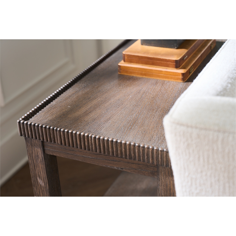 Pemberly Row Geometric Door Console with Smoked Gold Base in Cocoa