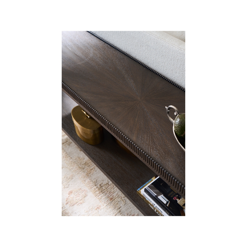 Pemberly Row Geometric Door Console with Smoked Gold Base in Cocoa