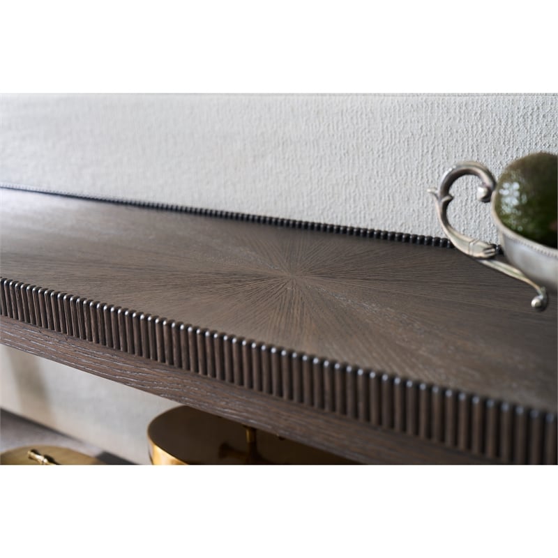 Pemberly Row Geometric Door Console with Smoked Gold Base in Cocoa