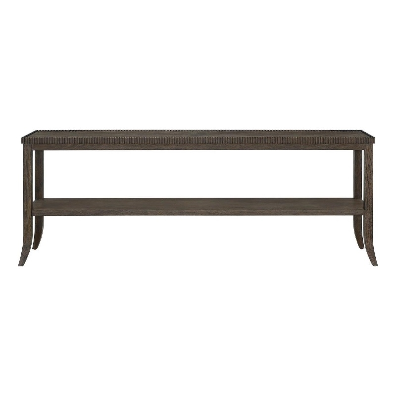 Pemberly Row Geometric Door Console with Smoked Gold Base in Cocoa