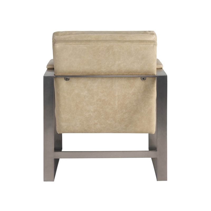 Pemberly Row Corbin Button-Tufted Leather Accent Chair in Tan