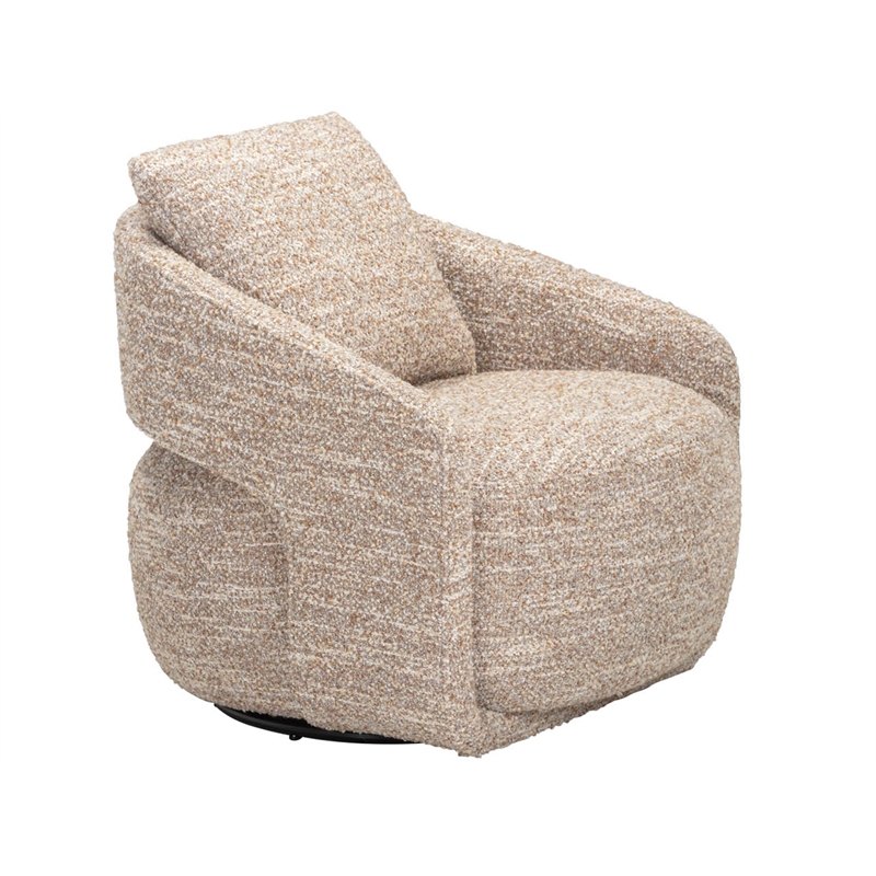 Pemberly Row Sculptural Upholstered Lounge Chair in Natural Beige