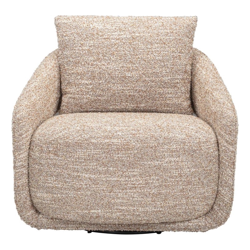 Pemberly Row Sculptural Upholstered Lounge Chair in Natural Beige