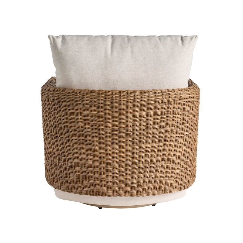 Pemberly Row Contemporary Low Profile Swivel Chair in Off White