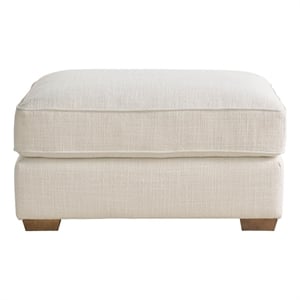 Pemberly Row Tufted Top-Grain Leather Cocktail Ottoman in Brown