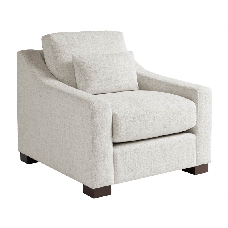 Pemberly Row Contemporary Upholstered Chair with Track Arms in Off White