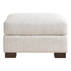 Pemberly Row Upholstered Tufted Round Cocktail Ottoman in Off White
