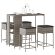 Pemberly Row 5 Piece Poly Rattan Outdoor Patio Bar Set in Gray