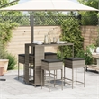 Pemberly Row 5 Piece Poly Rattan Outdoor Patio Bar Set in Gray