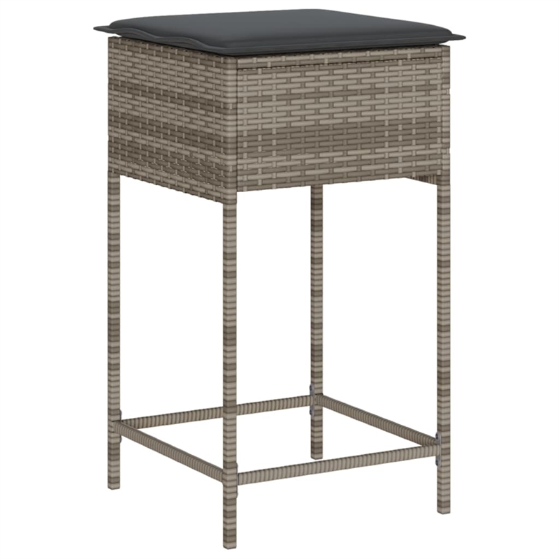 Pemberly Row 5 Piece Poly Rattan Outdoor Patio Bar Set in Gray