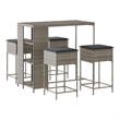 Pemberly Row 5 Piece Poly Rattan Outdoor Patio Bar Set in Gray