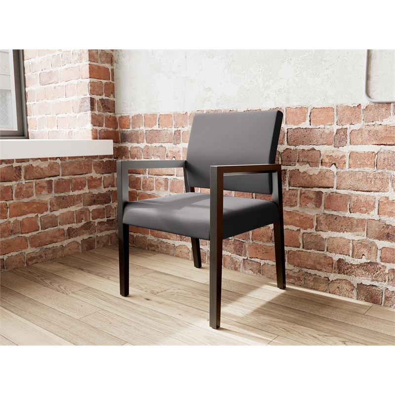 Pemberly Row Waiting Reception Guest Chair Wood Frame in Black