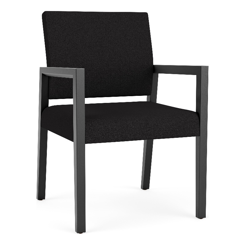 Pemberly Row Waiting Reception Guest Chair Wood Frame in Black