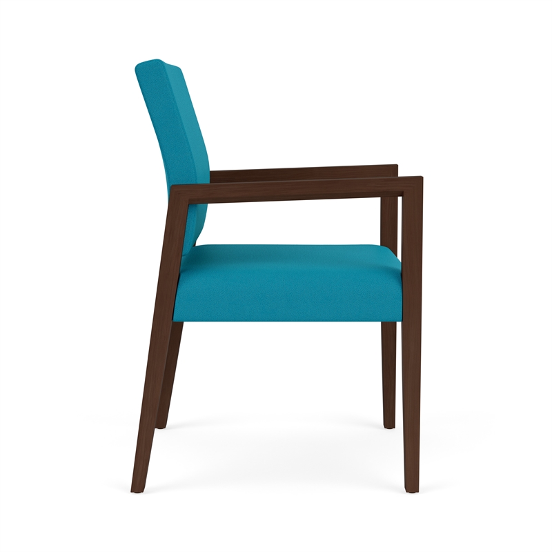Pemberly Row Waiting Reception Guest Chair Wood Frame in Teal