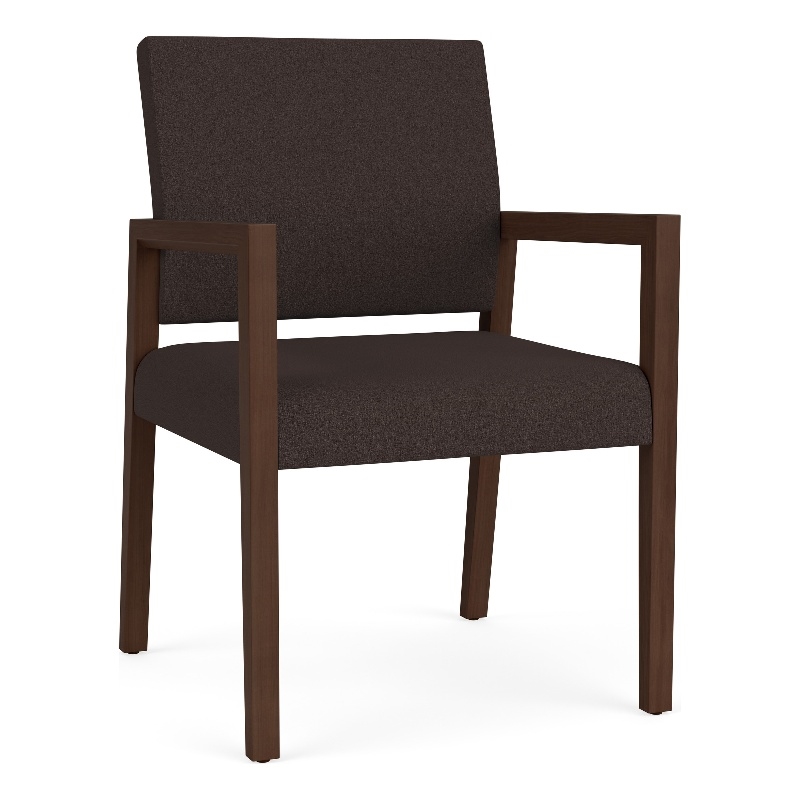 Pemberly Row Waiting Reception Guest Chair Wood Frame in Brown
