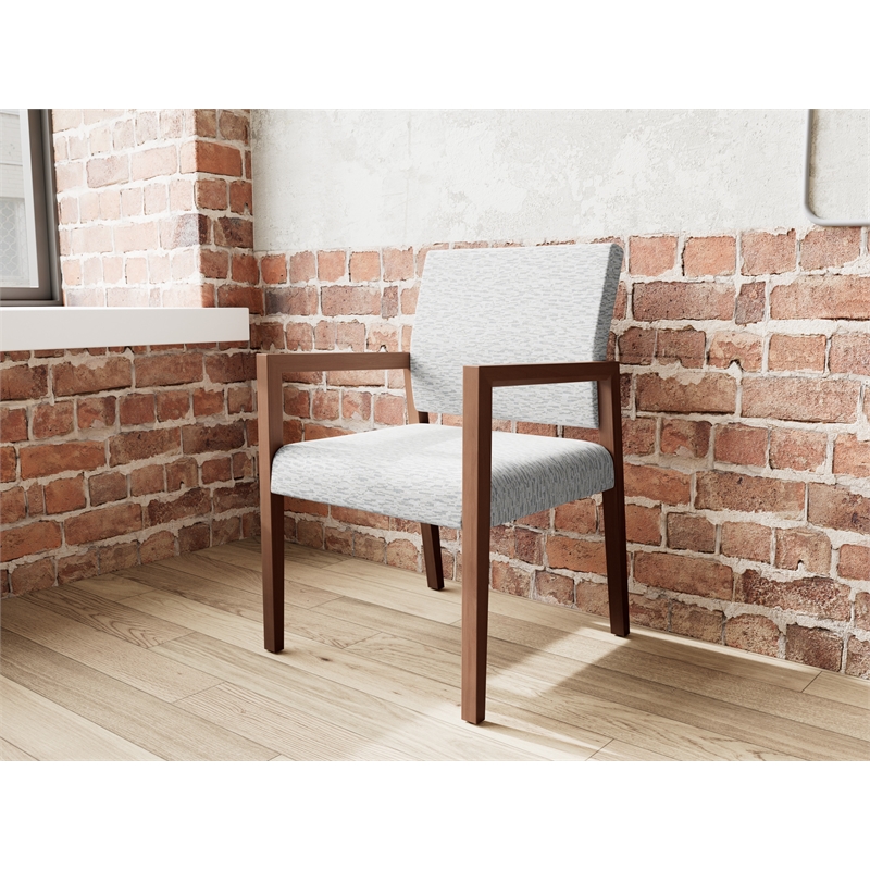 Pemberly Row Waiting Reception Guest Chair Wood Frame in Gray