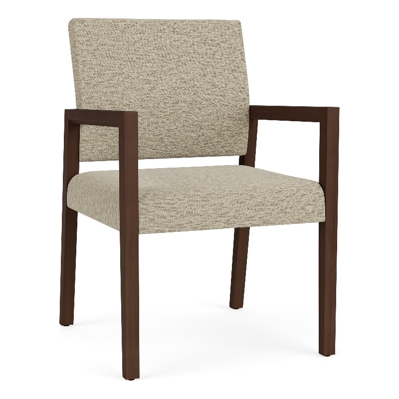 Pemberly Row Waiting Reception Guest Chair Wood Frame in Beige