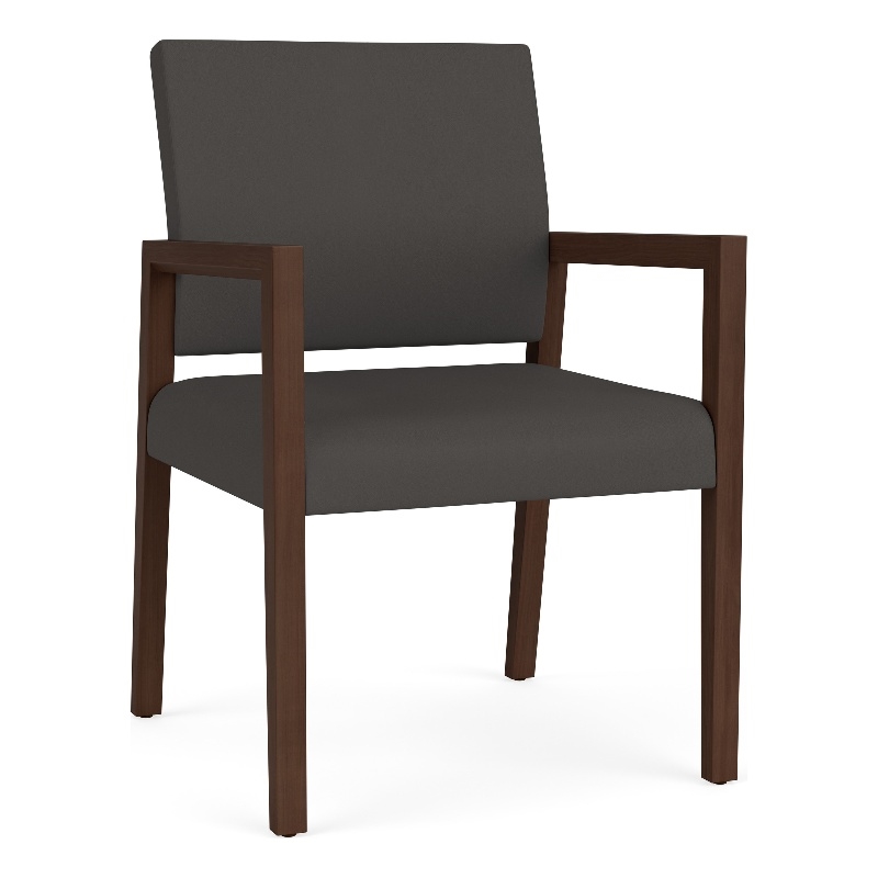 Pemberly Row Waiting Reception Guest Chair Wood Frame in Gray