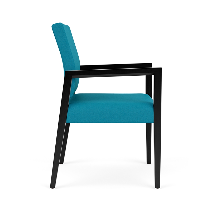 Pemberly Row Waiting Reception Guest Chair Wood Frame in Teal