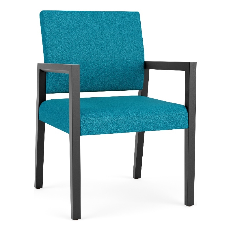 Pemberly Row Waiting Reception Guest Chair Wood Frame in Teal
