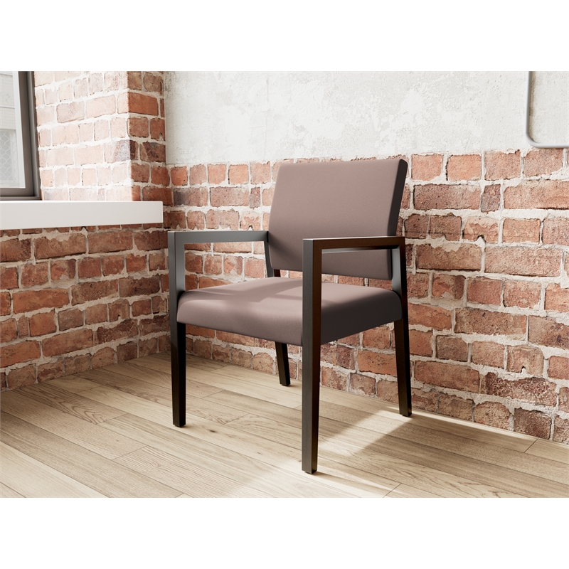 Pemberly Row Waiting Reception Guest Chair Wood Frame in Brown