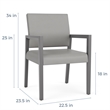 Pemberly Row Waiting Reception Guest Chair Wood Frame in Brown